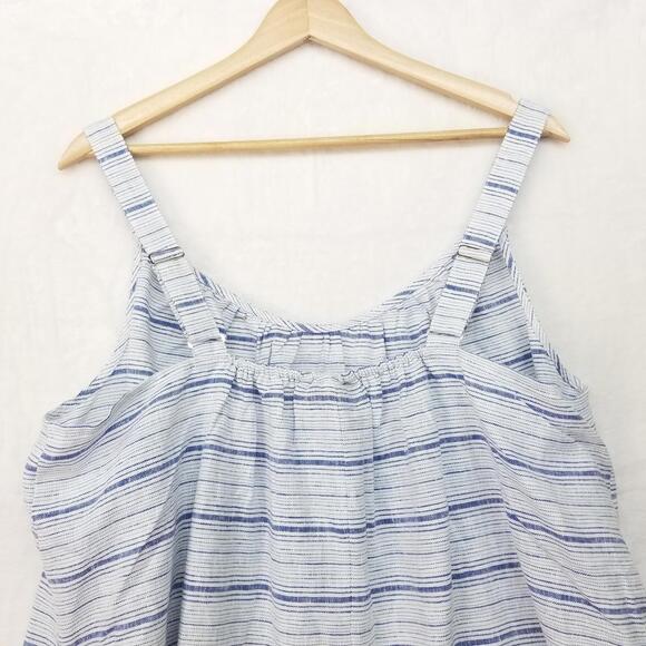 Lane Bryant Linen Blend Cami Tank Top Womens 16 Plus White Blue Striped - Picture 5 of 10